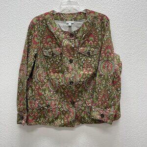 Charter Club Womens Plus 3X Jacket Denim Peplum Floral Y2K EUC Fall Spring Short